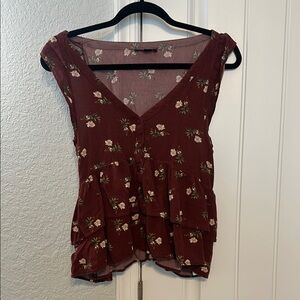 American Eagle Outfitters Burgundy Floral Blouse